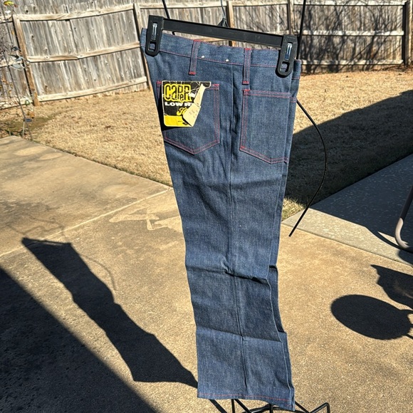 NOS Deadstock 1960s Unisex Flare Jeans Capers Low Rise Blue Denim Talon Zipper - Picture 2 of 9